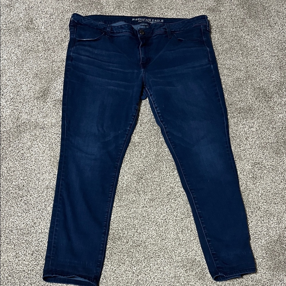 American Eagle Outfitters Women's Dark Blue Super Low Stretch Skinny Jeans